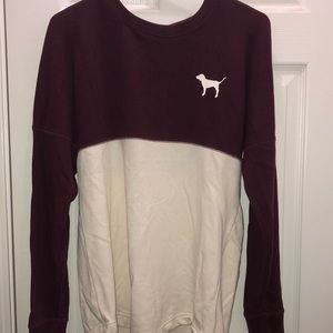 Cream and Maroon Pink Crew Neck